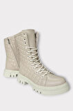 Kışlık Yandan Fermuarlı Uzun Kadın Bot BEJ