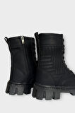 Kışlık Bağcıklı Fermurlı Uzun Kadın Bot SİYAH
