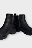 Kadın Fermuarlı Tarz  Klasik Bot SİYAH