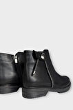 Kadın Fermuarlı Tarz  Klasik Bot SİYAH - GÜMÜŞ