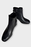 Kadın Taş Zincir Detaylı Topuklu Kadın Bot SİYAH