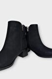 Kadın Taş Zincir Detaylı Topuklu Kadın Bot SİYAH - FÜME