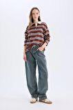 DeFacto Coool Loose Fit Polo Yaka Çizgili Uzun Kollu Tişört E4915AX25SPBN319