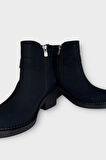 Kadın Toka Detaylı Fermuarlı Kalın Topuk Bot SİYAH - FÜME