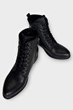 Kadın Bağcık Detaylı Fermuarlı Kalın Topuk Bot  SİYAH