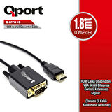 Qport Q-hvg18 Hdmı To Vga Çevirici Kablo 1.8 Mt