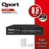 Qport Q-poe8m 8 Port 10/100 + 2 Port 10/100/1000 Uplınk Poe Swıtch