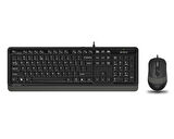 A4 Tech F1010 Q Usb Gri Tr Mm Klavye+optik Mouse