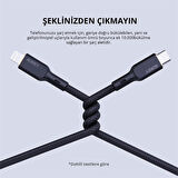 Aukey Cb-ncl1-bk Naylon Örgülü 3a 480mbps Type-c Lıghtnıng Kablosu 1.8mt