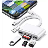 Nk1032 Pro Usb+tip-c+ligtning=>2*usb+sd/tf+lightni