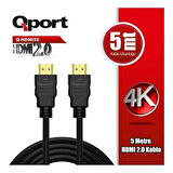 Qport Q-hdmı52  5m Hdmı 2.0v 4k 60 Hz Altın Uçlu