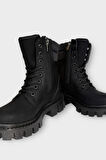 Kadın Fermuarlı Kalın Taban Bot SİYAH