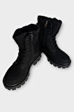 Kadın Fermuarlı Kalın Taban Bot SİYAH