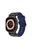 Apple Watch 7 45mm Uyumlu Fuchsia KRD-1101 Titanyum Metal Başlıklı Silikon Kordon