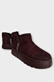 Süet İçi Kürklü Kalın Taban Kadın Bot KAHVERENGİ