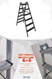  Çift Taraflı Dayanıklı 6+6 Metal Basamaklı Merdiven