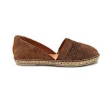 ALBİNİ TABA KAHVE DERİ KADIN ESPADRİL SANDALET AYAKKABI
