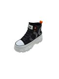 GUJA SİYAH KADIN KETEN SNEAKER BOT AYAKKABI