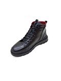 MARCOMEN SİYAH DERİ ERKEK SNEAKER BOT AYAKKABI