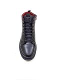MARCOMEN SİYAH DERİ ERKEK SNEAKER BOT AYAKKABI