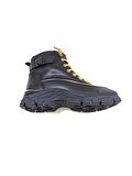 GUJA SİYAH DERİ KADIN SNEAKER BOT AYAKKABI