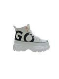 GUJA BEYAZ KETEN KADIN SNEAKER BOT AYAKKABI