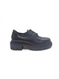 ALBİNİ SİYAH DERİ KADIN LOAFER AYAKKABI