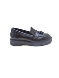 ALBİNİ SİYAH DERİ KADIN LOAFER AYAKKABI