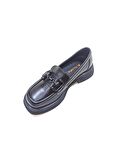 ALBİNİ SİYAH DERİ KADIN LOAFER AYAKKABI
