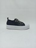 GUJA SİYAH DERİ KADIN SNEAKER SPOR AYAKKABI