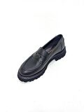 ALBİNİ SİYAH DERİ KADIN LOAFER AYAKKABI