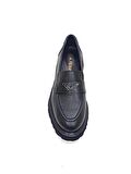 ALBİNİ SİYAH DERİ KADIN LOAFER AYAKKABI