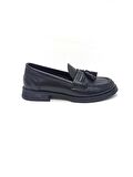 ALBİNİ SİYAH DERİ KADIN LOAFER AYAKKABI