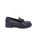 ALBİNİ SİYAH DERİ KADIN LOAFER AYAKKABI