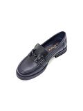 ALBİNİ SİYAH DERİ KADIN LOAFER AYAKKABI