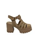 ALBİNİ BEJ DERİ KADIN PLATFORM SANDALET AYAKKABI
