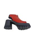 ALBİNİ KIRMIZI DERİ KADIN PLATFORM SANDALET AYAKKABI
