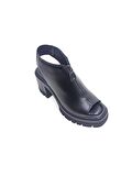 ALBİNİ SİYAH DERİ KADIN PLATFORM SANDALET AYAKKABI