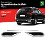S-Dizayn VW Tiguan Krom Egzoz Görünümü Difüzör 3 Parça 2020 Üzeri A+Kalite
