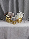 IŞILTI HOME DESIGN AYNALI CAM VAZO GOLD 3 LÜ SET 