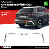 S-Dizayn VW Tiguan Krom Arka Tampon Difüzör Çıtası OEM Still 2 Prç. 2024 Üzeri A+ Kalite