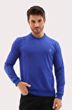 Erkek Saks Mare Jaker Kumaş Bisiklet Yaka Uzun Kollu Sweatshirt - 7656
