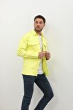 Erkek Oversize Jean Gömlek Neon Yeşil