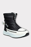 İçi Kürklü Kaydırmaz Taban Kadın Kar Botu SİYAH