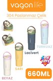 Tumbler Mug 660 ML Tek Kapak Çift Kullanım Pipetli Rahat İçim Kulplu Paslanmaz Çelik Termos 1102-660ML