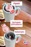 Tumbler 1200 ML Tek Kapak Çift Kullanım Pipetli Rahat İçim Kulplu Paslanmaz Çelik TermosFFVGN1114-1200ML