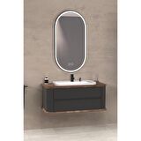PIER 100 CM BEYAZ LAVABOLU BANYO DOLABI ANTRASİT / KAYIN 