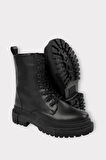 Kalın Taban Fermuarlı Postal Kadın Bot SİYAH