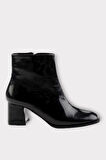 Kalın Topuklu Fermuarlı Kadın Bot SİYAH - SİYAH