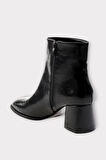 Kalın Topuklu Fermuarlı Kadın Bot SİYAH - SİYAH